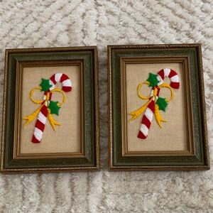 Vintage handmade Candy Cane Embroidery Set . Perfect for the holidays 🎄🎄🎁🎁🎁